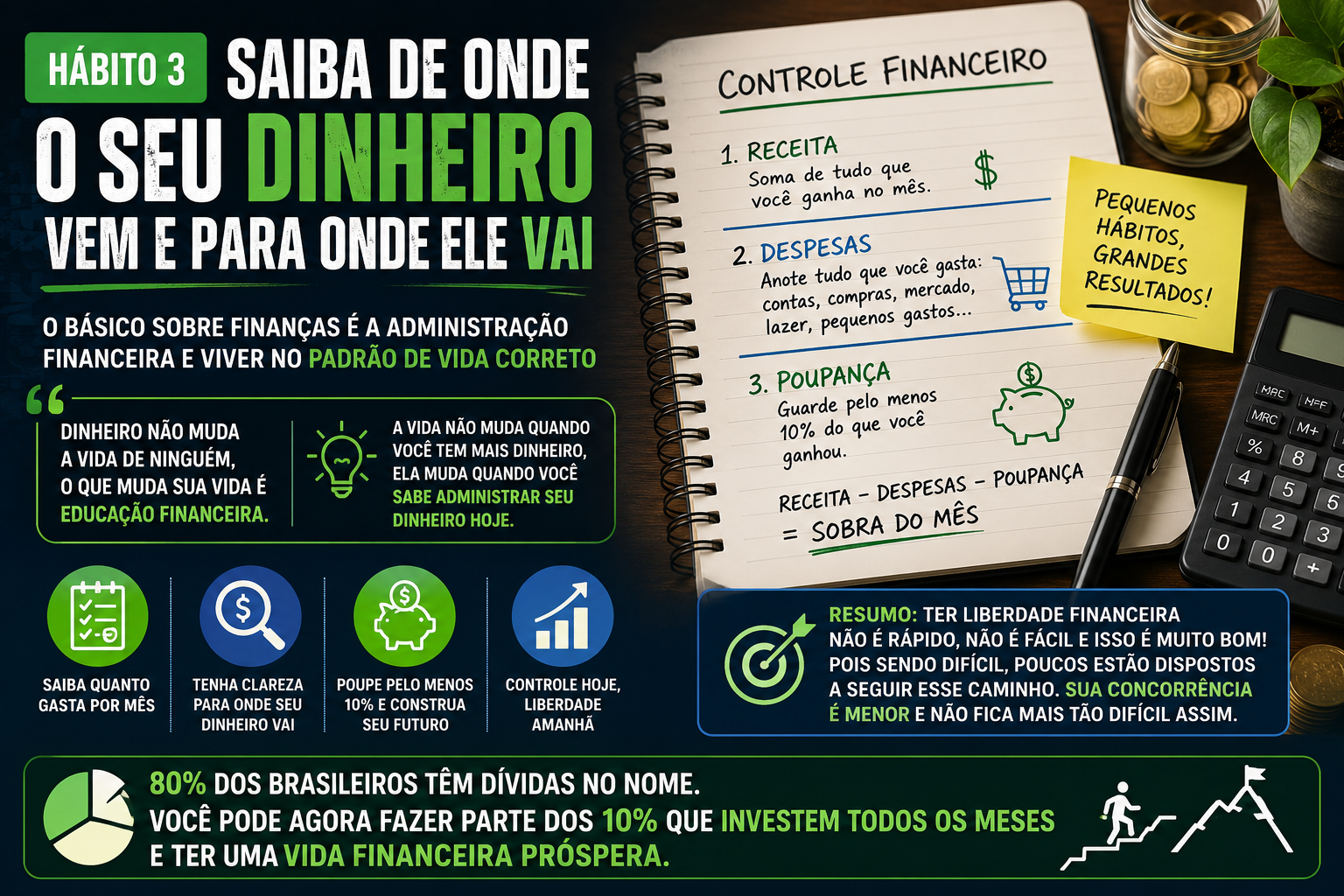 Hábito 3 – Saiba de onde o seu dinheiro vem e para onde ele vai